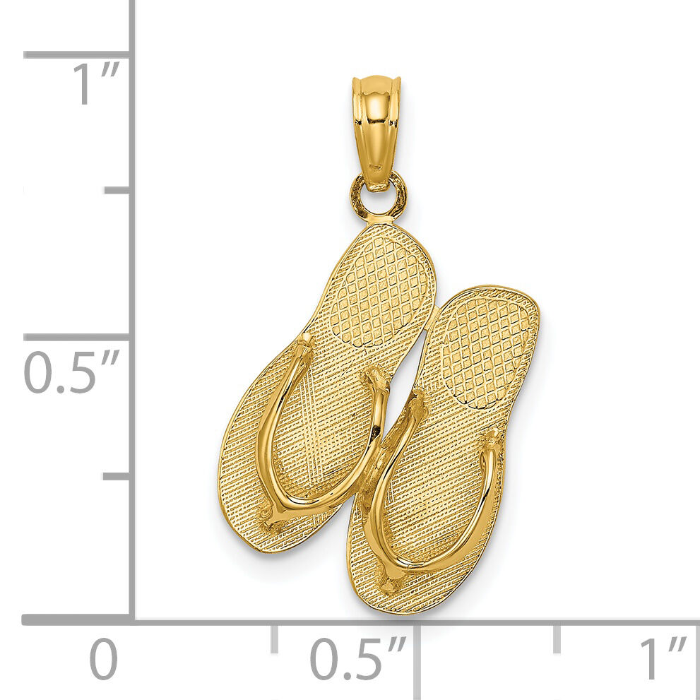 14K Polished Large MARCO ISLAND Double Flip-Flop Charm-K7979
