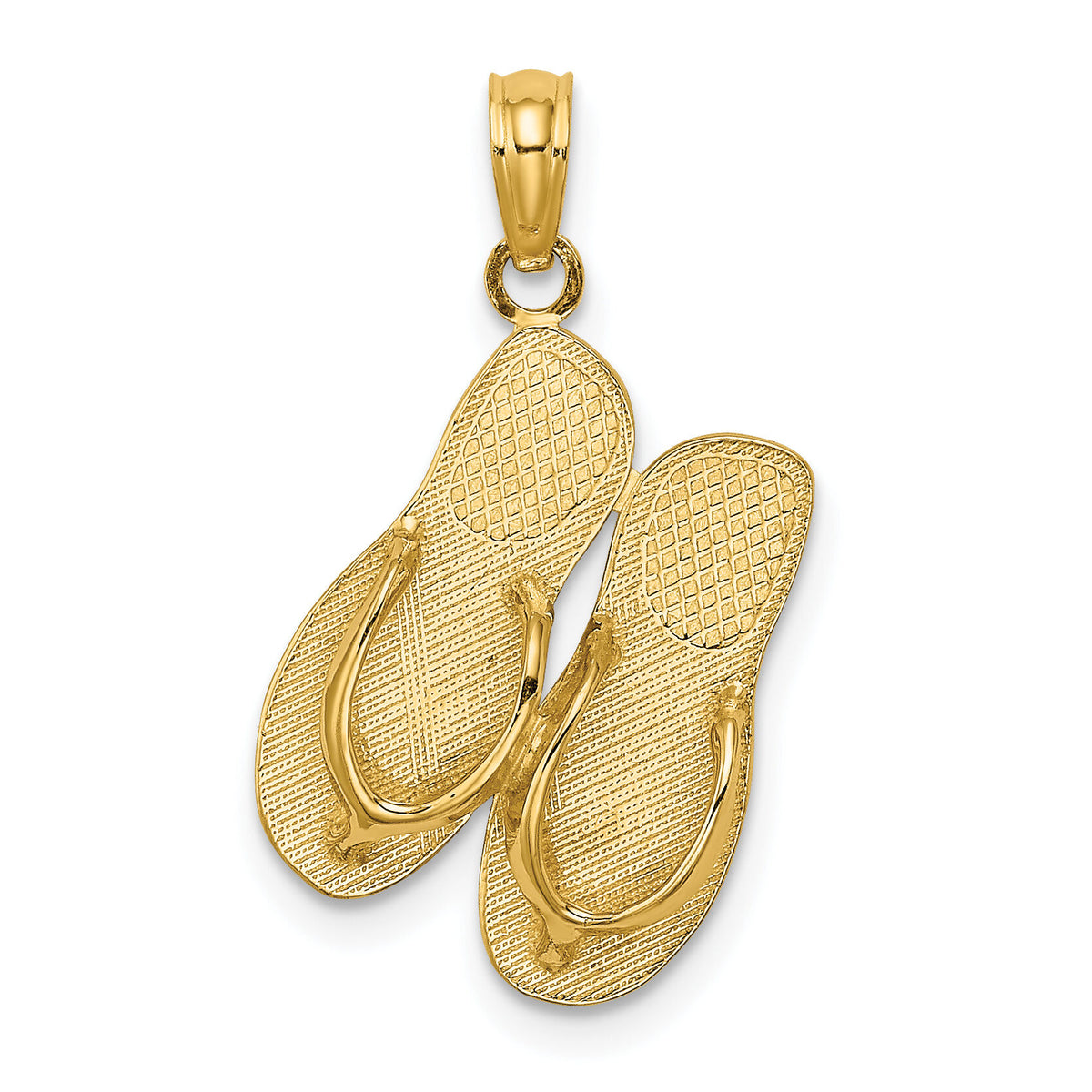 14K Polished Large MARCO ISLAND Double Flip-Flop Charm-K7979