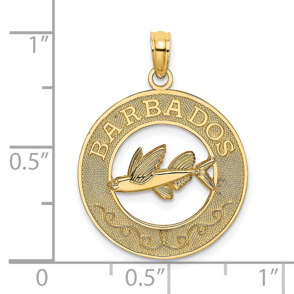 14K BARBADOS w/Flying Fish Circle Charm-K7983
