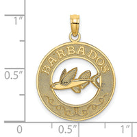14K BARBADOS w/Flying Fish Circle Charm-K7983