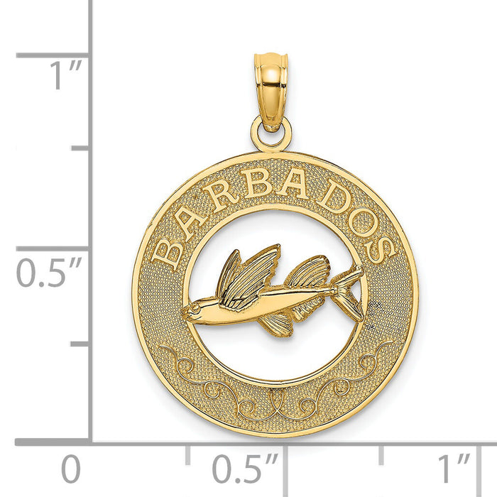 14K BARBADOS w/Flying Fish Circle Charm-K7983