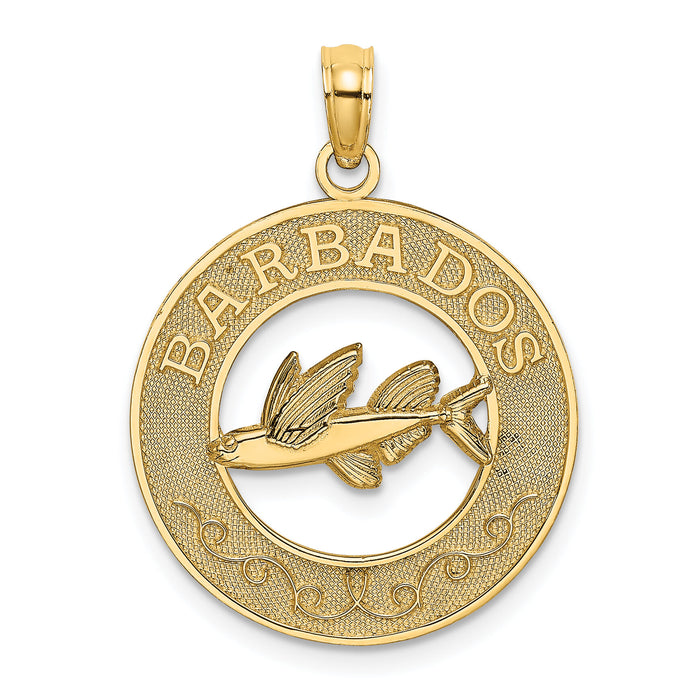 14K BARBADOS w/Flying Fish Circle Charm-K7983