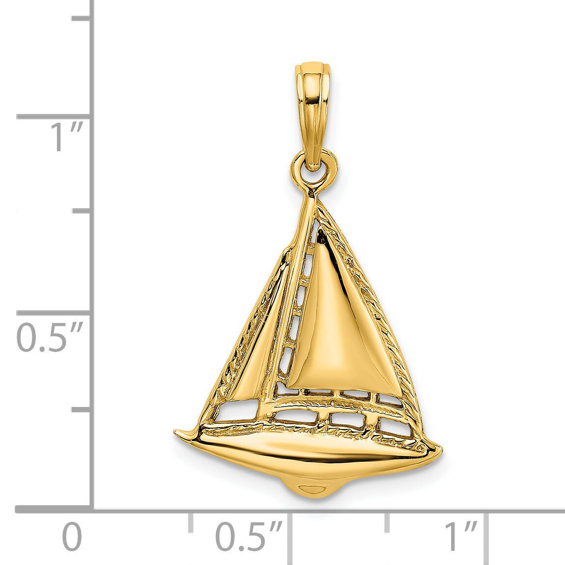 14K 2-D Sailboat Charm-K7984