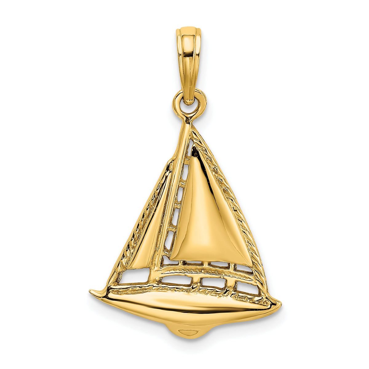 14K 2-D Sailboat Charm-K7984
