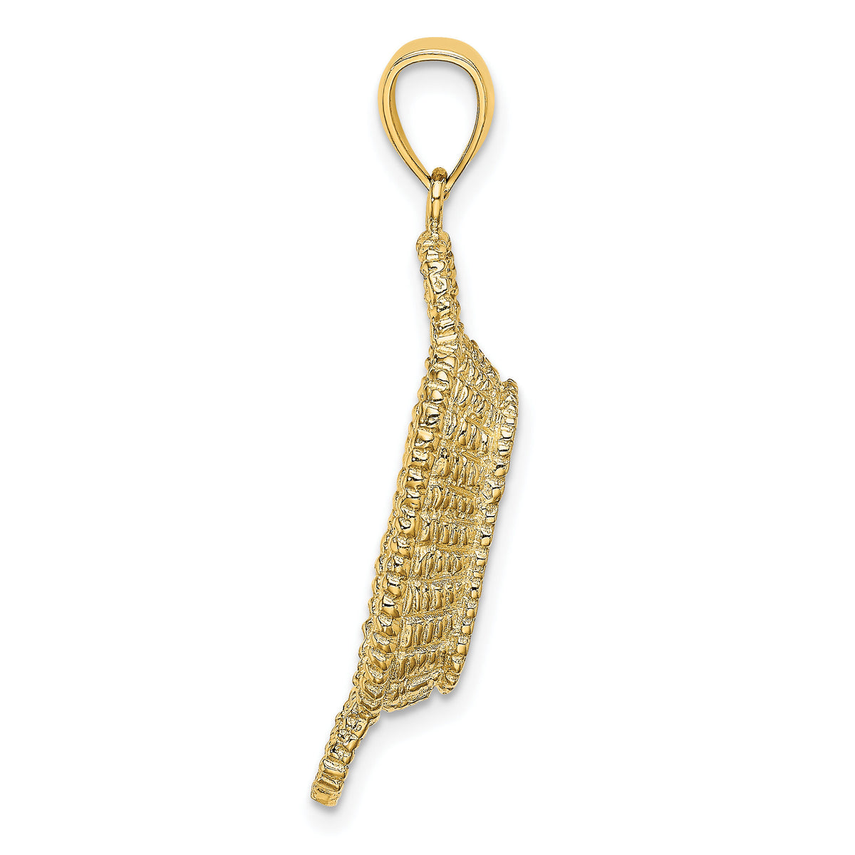 14K 3-D 2 Handles Rectangular Basket Charm-K7987