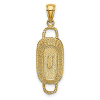 14K 3-D 2 Handles Rectangular Basket Charm-K7987