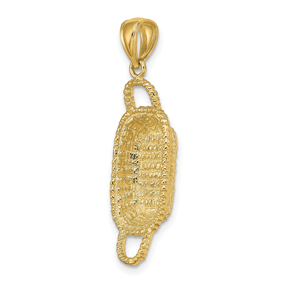 14K 3-D 2 Handles Rectangular Basket Charm-K7987