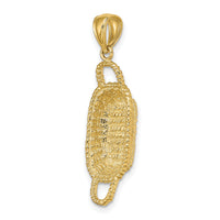 14K 3-D 2 Handles Rectangular Basket Charm-K7987