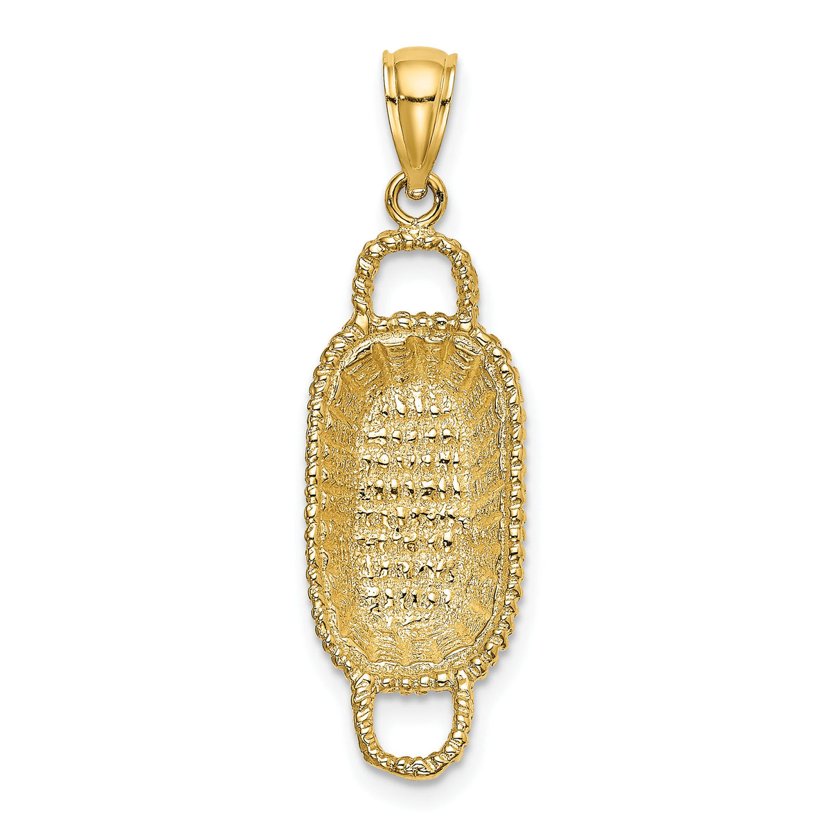 14K 3-D 2 Handles Rectangular Basket Charm-K7987