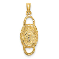 14K 3-D 2 Handles Oval Basket Charm-K7988
