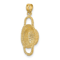 14K 3-D 2 Handles Oval Basket Charm-K7988