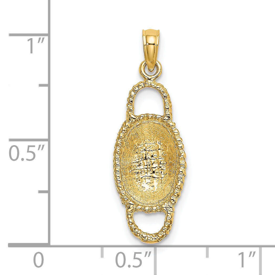 14K 3-D 2 Handles Oval Basket Charm-K7988