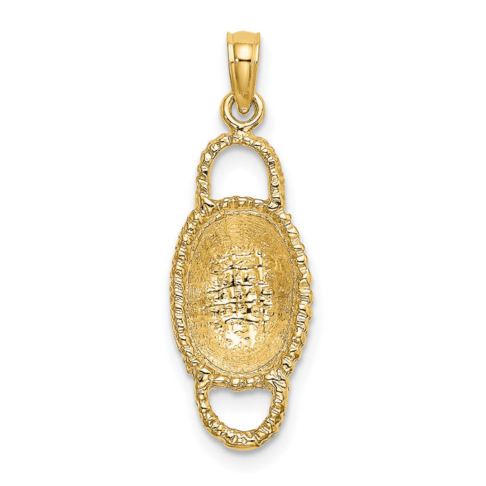14K 3-D 2 Handles Oval Basket Charm-K7988