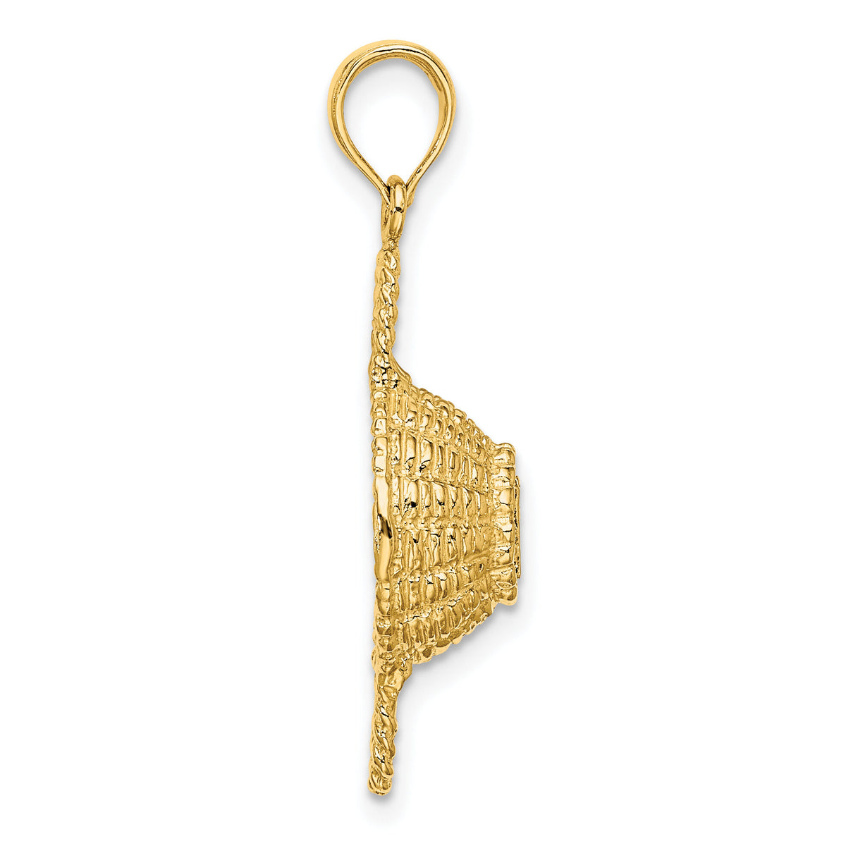 14K 3-D 2 Handles Round Basket Charm-K7989