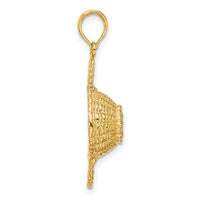 14K 3-D 2 Handles Round Basket Charm-K7989