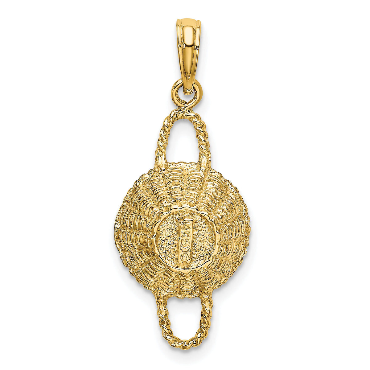 14K 3-D 2 Handles Round Basket Charm-K7989