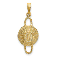 14K 3-D 2 Handles Round Basket Charm-K7989