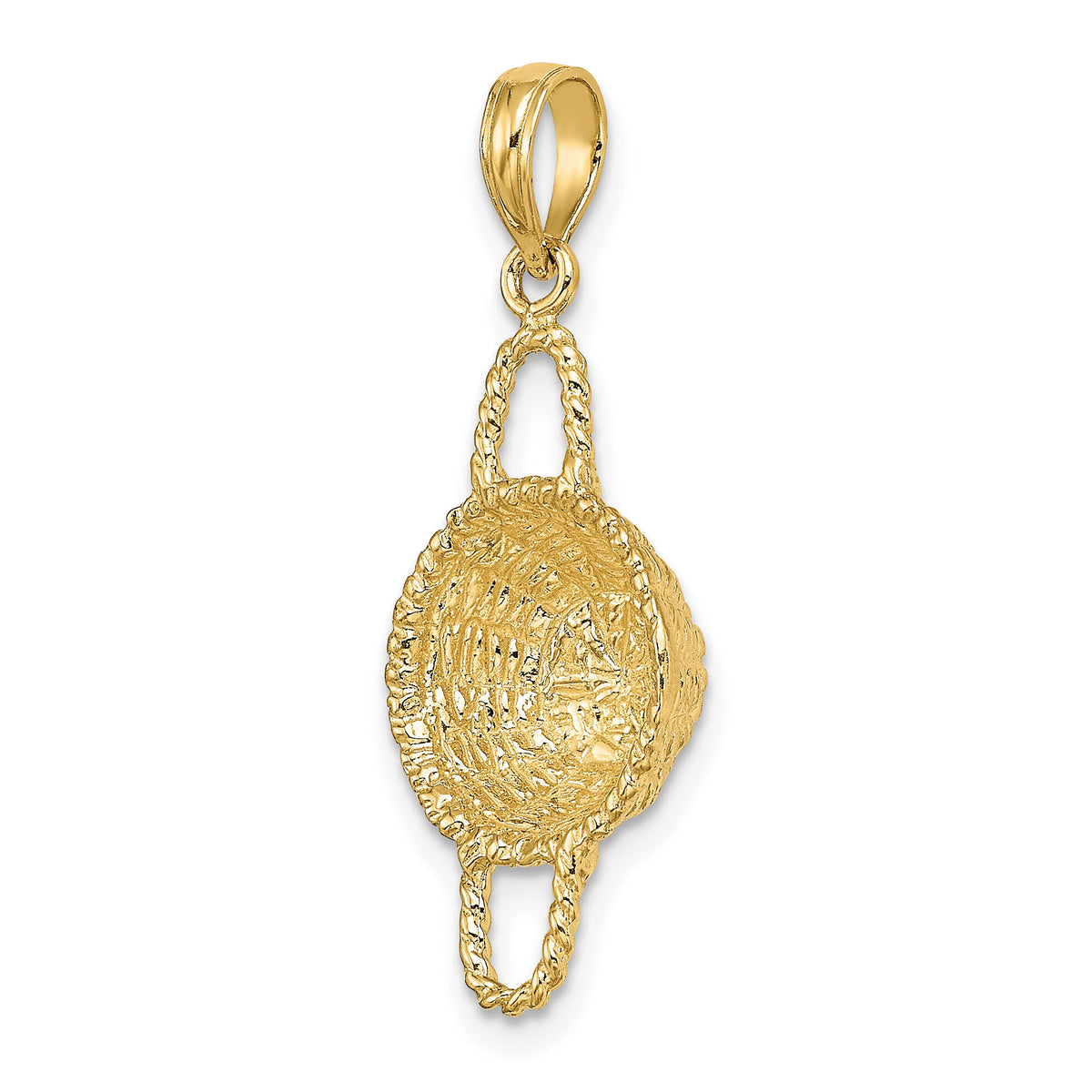 14K 3-D 2 Handles Round Basket Charm-K7989