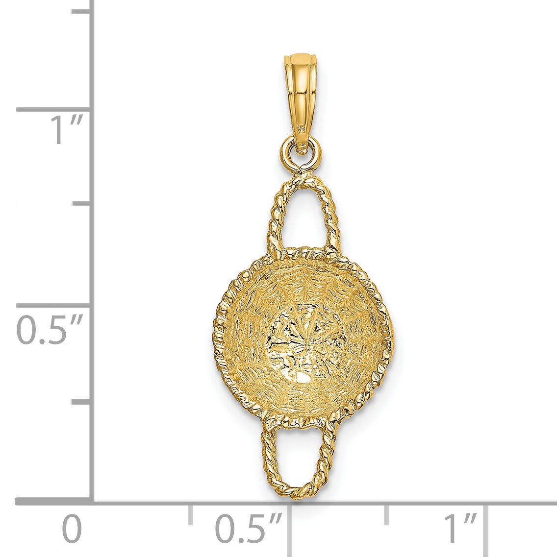 14K 3-D 2 Handles Round Basket Charm-K7989