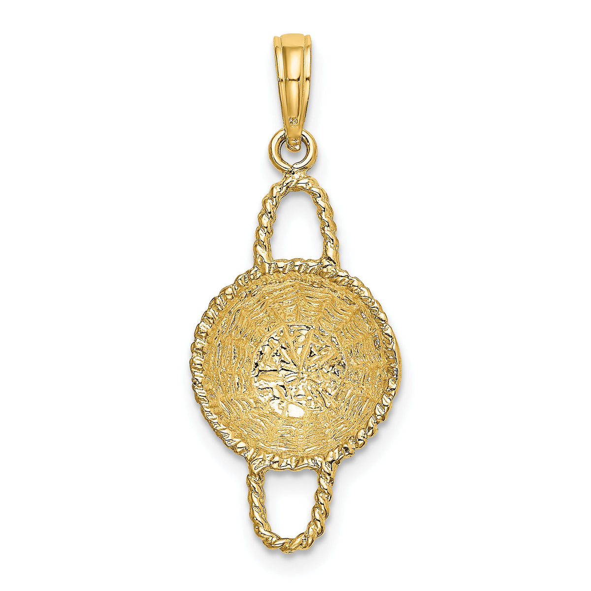 14K 3-D 2 Handles Round Basket Charm-K7989