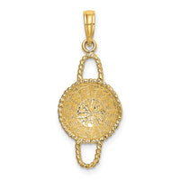 14K 3-D 2 Handles Round Basket Charm-K7989