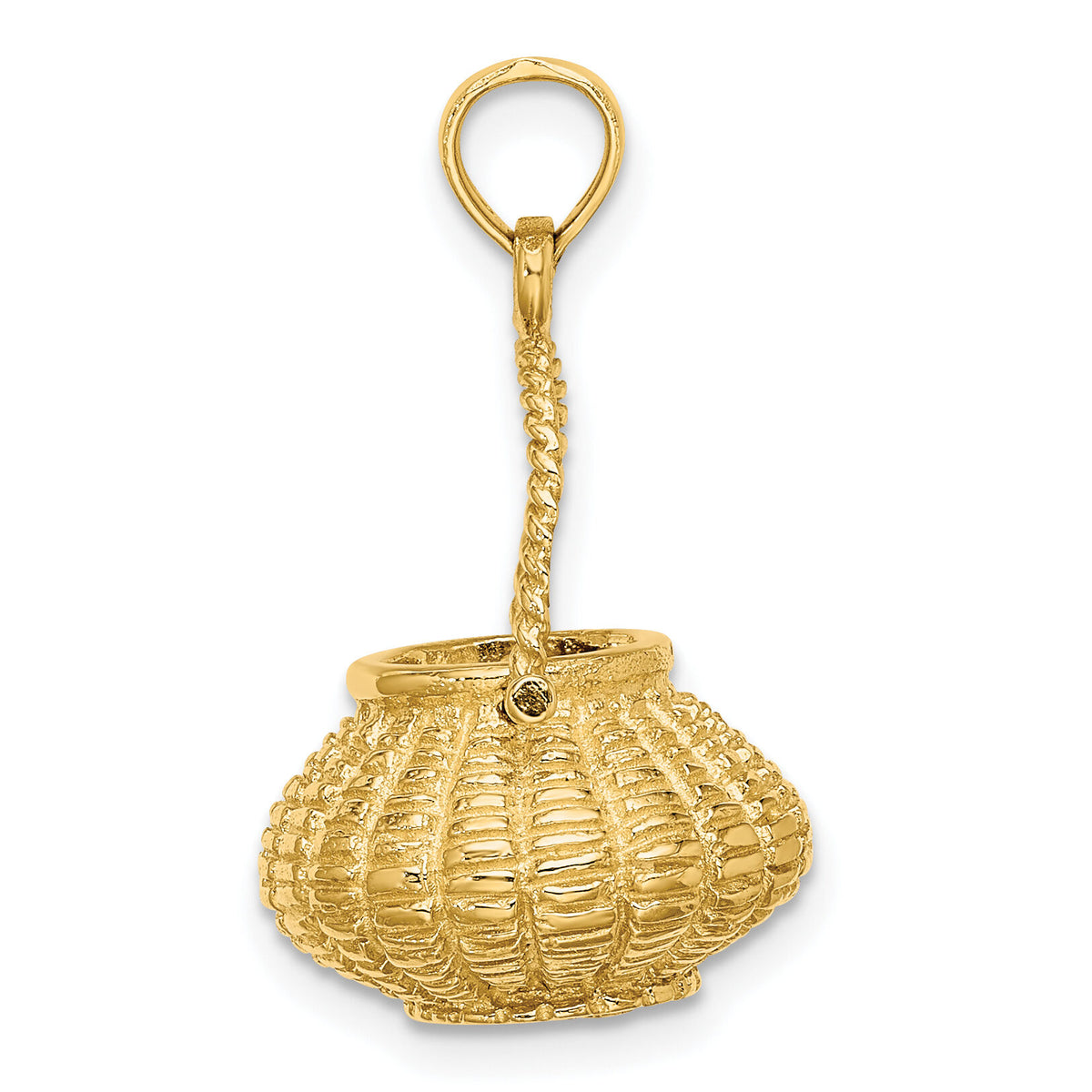 14K 3-D Moveable Handle Flower Basket Charm-K7993