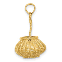 14K 3-D Moveable Handle Flower Basket Charm-K7993