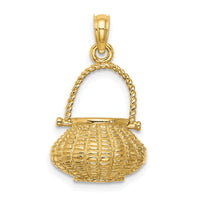 14K 3-D Moveable Handle Flower Basket Charm-K7993