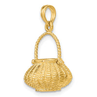 14K 3-D Moveable Handle Flower Basket Charm-K7993
