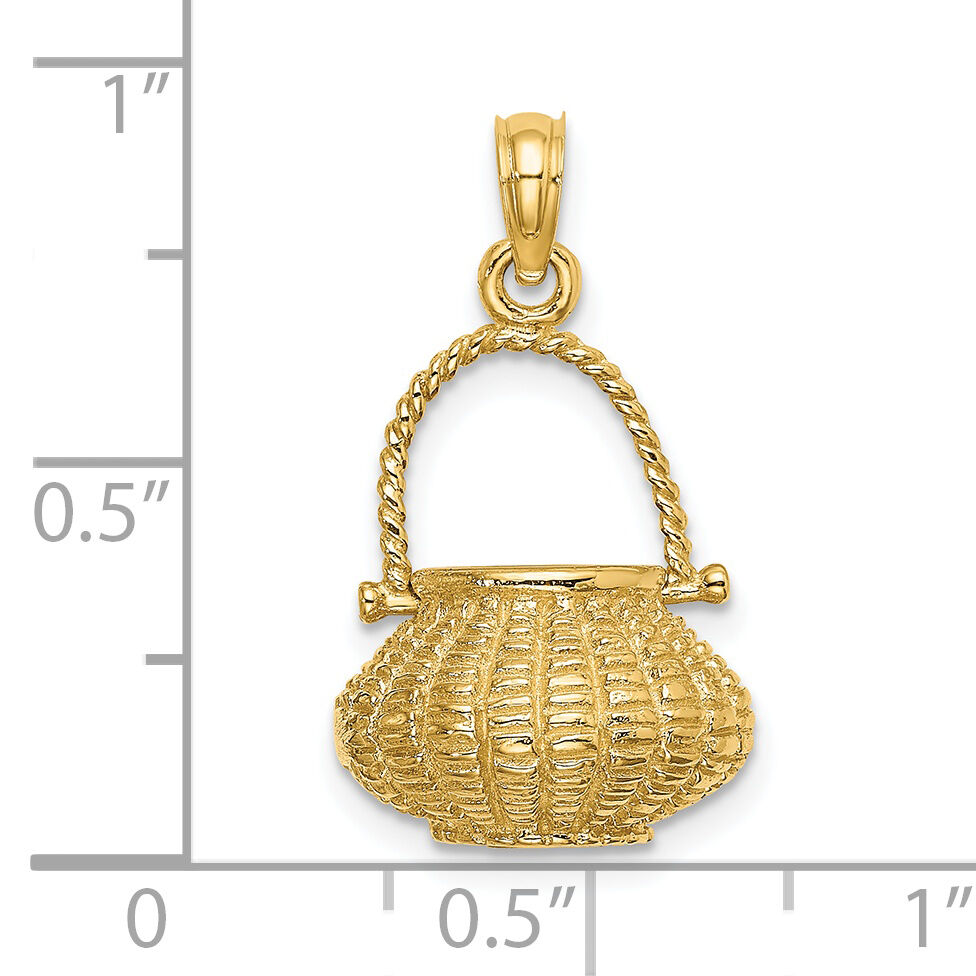 14K 3-D Moveable Handle Flower Basket Charm-K7993