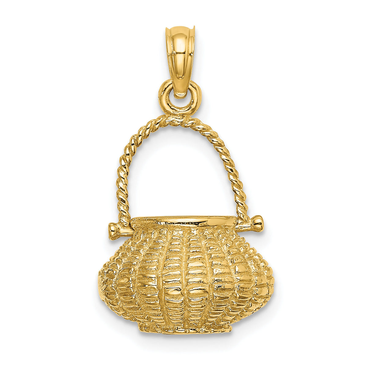 14K 3-D Moveable Handle Flower Basket Charm-K7993