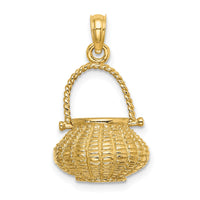 14K 3-D Moveable Handle Flower Basket Charm-K7993