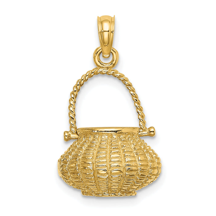 14K 3-D Moveable Handle Flower Basket Charm-K7993