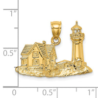 14K 2-D Nubble Lighthouse Charm-K7994