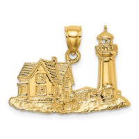 14K 2-D Nubble Lighthouse Charm-K7994