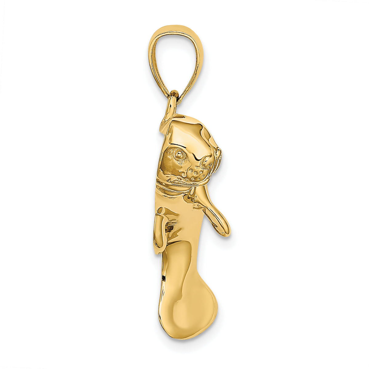 14K 2-D /Polished Swimming Manatee Charm-K7997