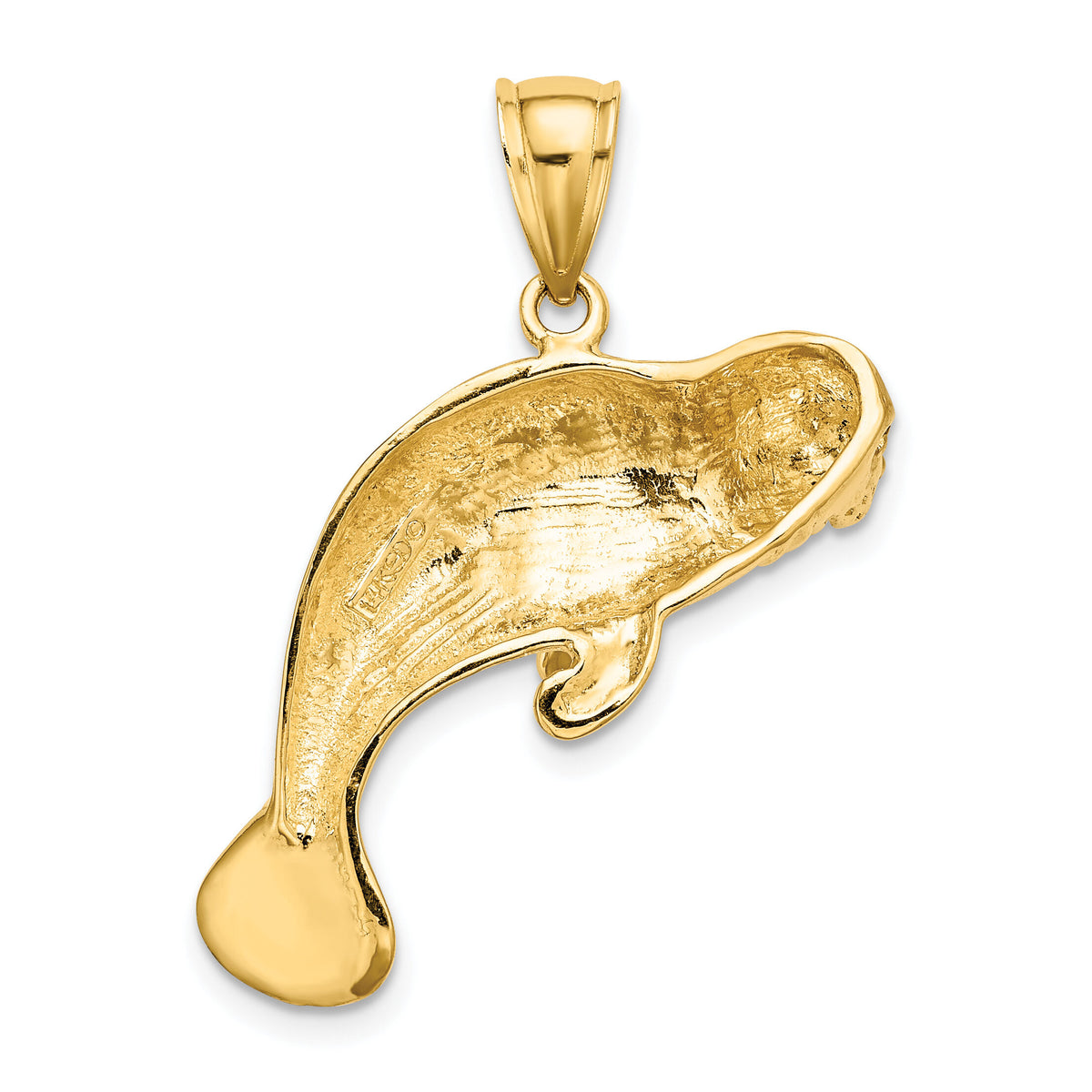 14K 2-D /Polished Swimming Manatee Charm-K7997