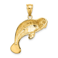 14K 2-D /Polished Swimming Manatee Charm-K7997