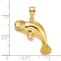 14K 2-D /Polished Swimming Manatee Charm-K7997