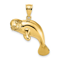 14K 2-D /Polished Swimming Manatee Charm-K7997