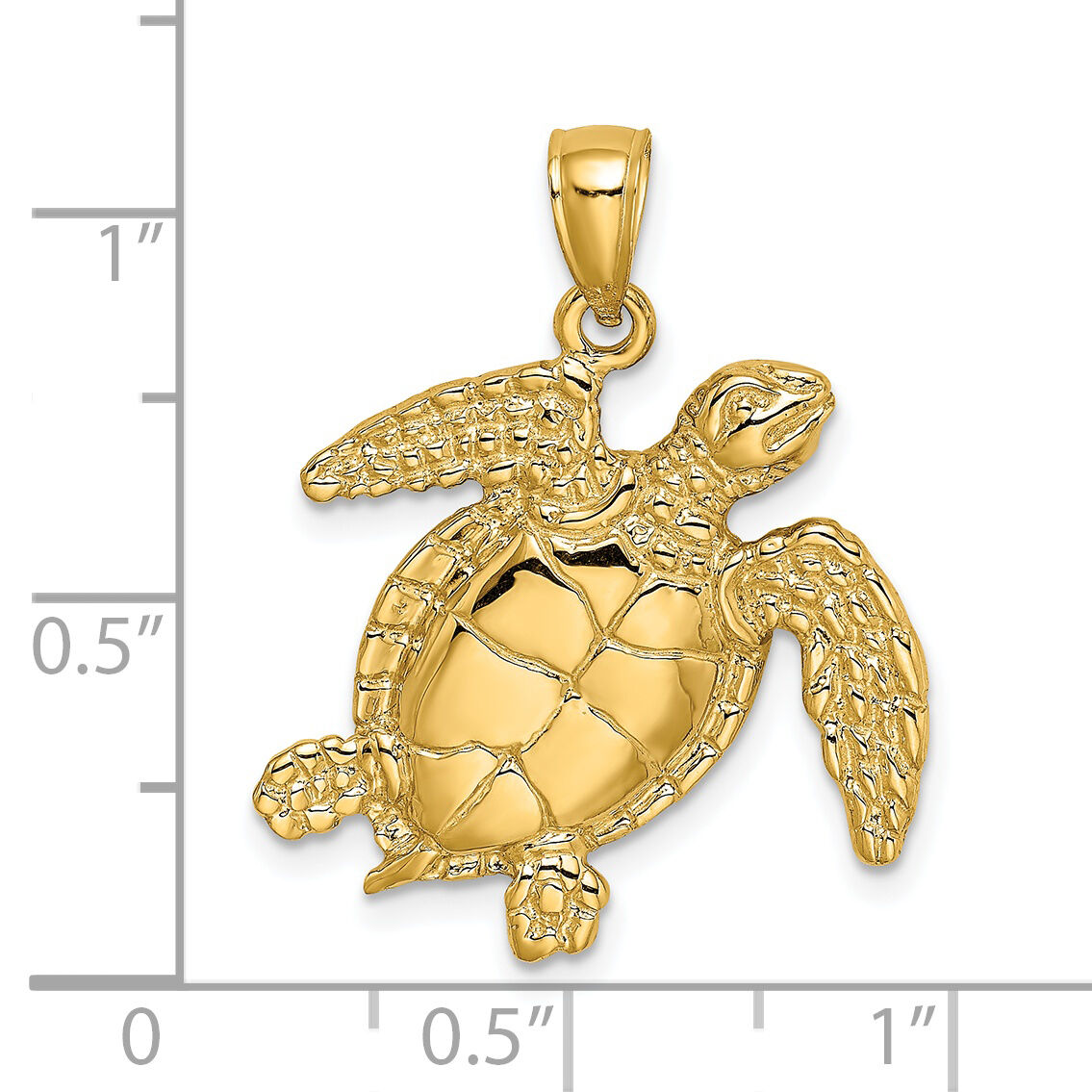 14K Swimming Sea Turtle Charm-K8002