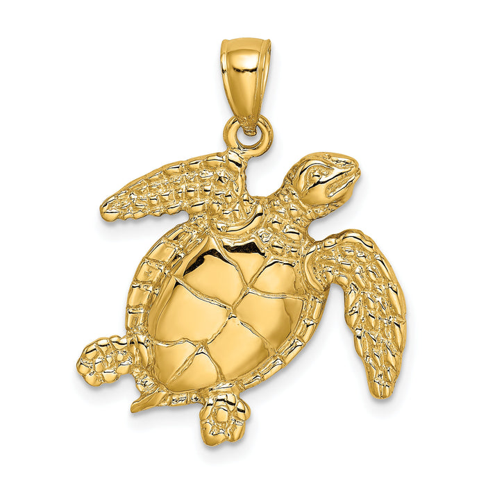 14K Swimming Sea Turtle Charm-K8002