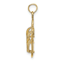 14K Large Textured Strap Double Flip-Flop Charm-K8003
