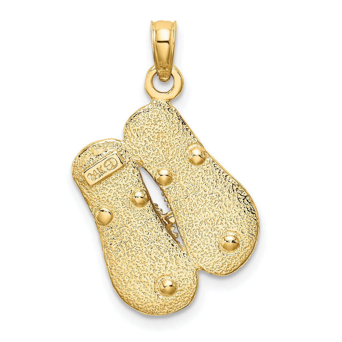 14K Large Textured Strap Double Flip-Flop Charm-K8003