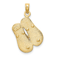 14K Large Textured Strap Double Flip-Flop Charm-K8003
