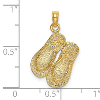 14K Large Textured Strap Double Flip-Flop Charm-K8003