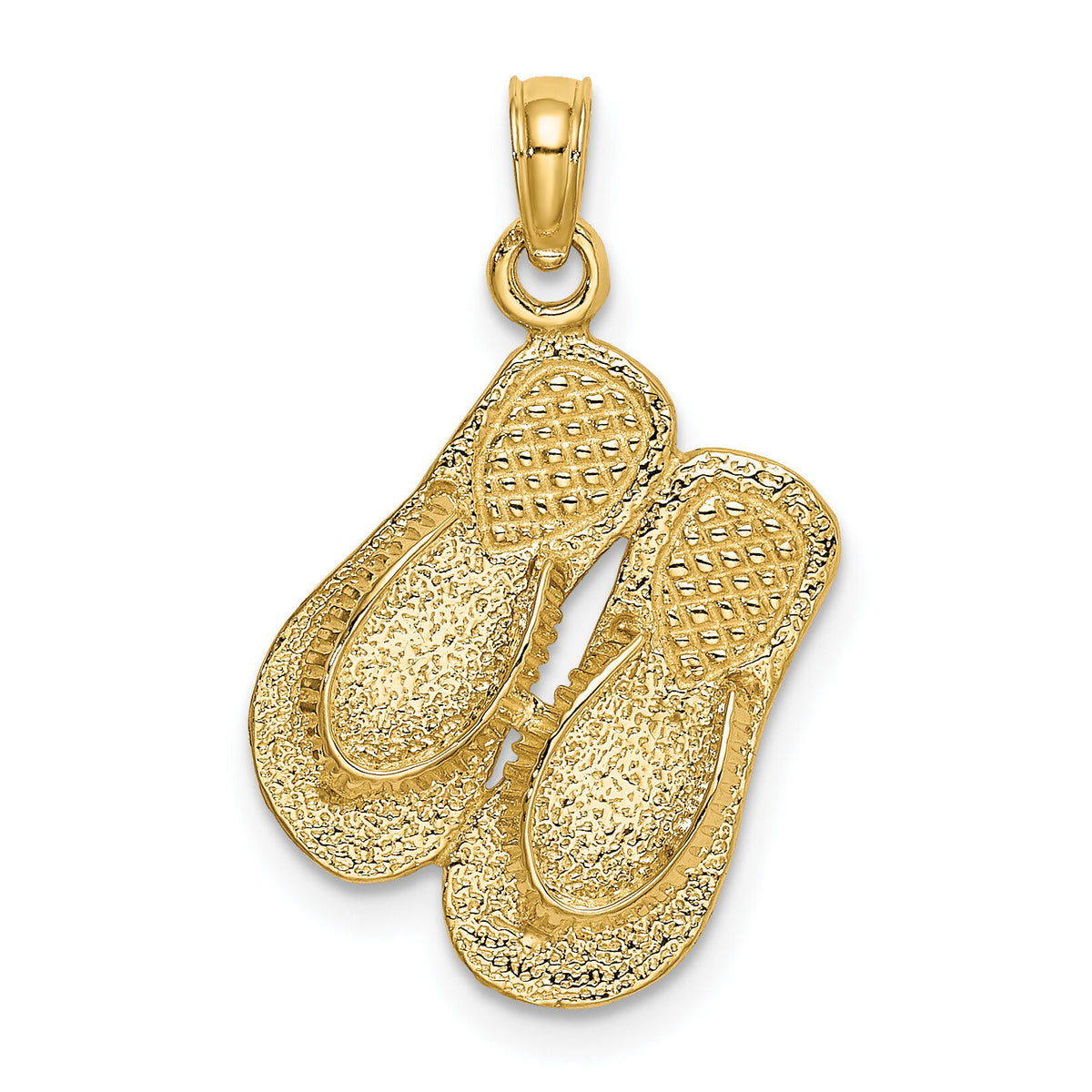 14K Large Textured Strap Double Flip-Flop Charm-K8003