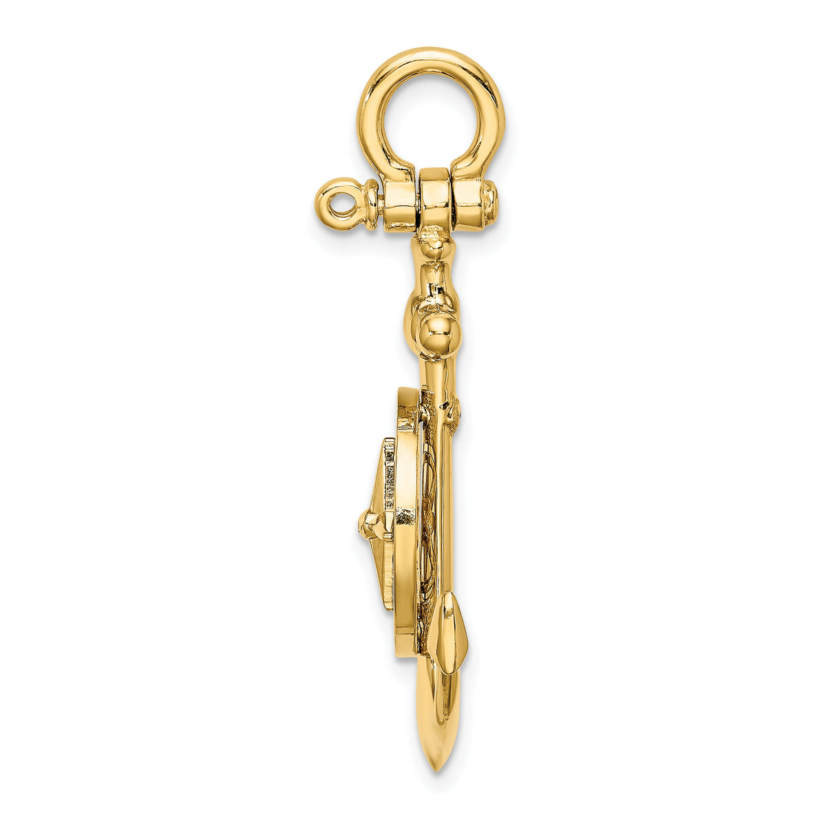 14K 3-D Small Anchor w/ Nautical Compass Charm-K8004