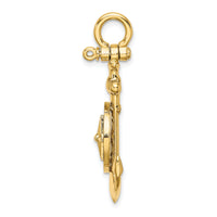14K 3-D Small Anchor w/ Nautical Compass Charm-K8004