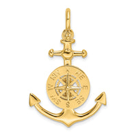 14K 3-D Small Anchor w/ Nautical Compass Charm-K8004